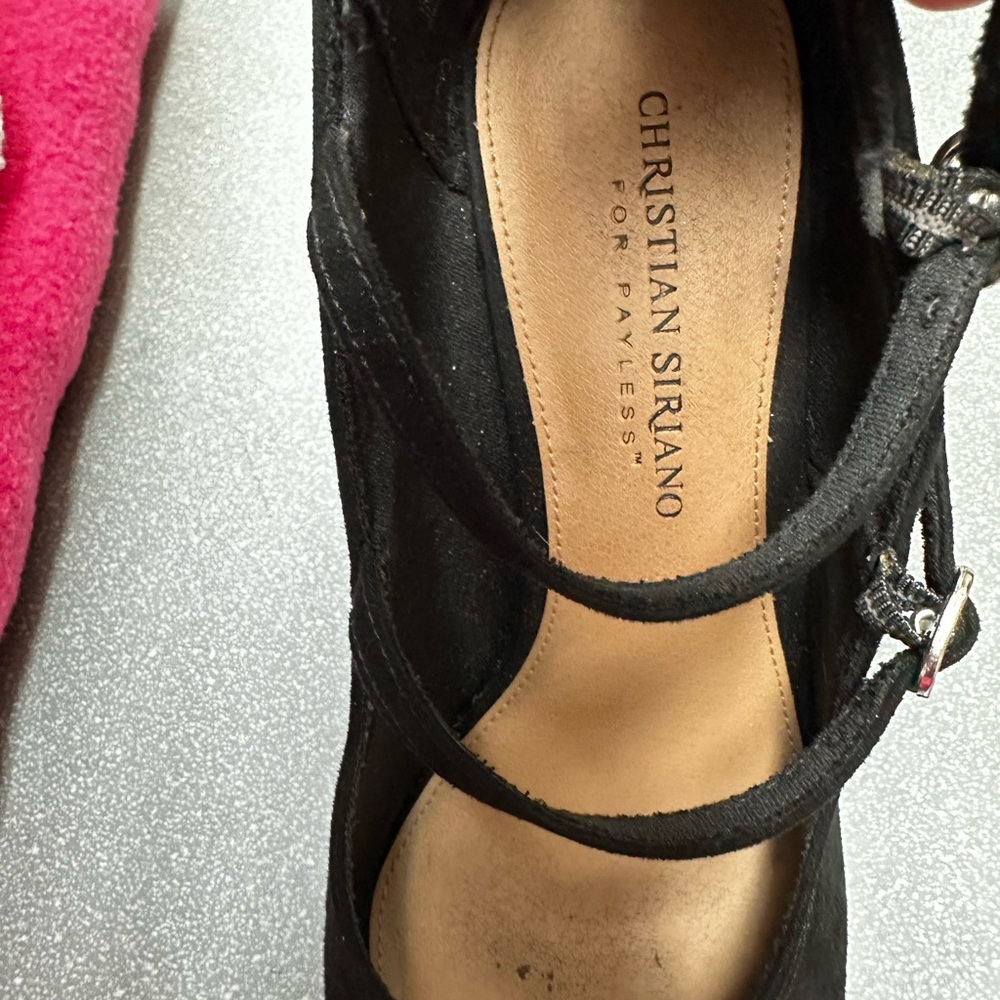 Black suede strappy heels